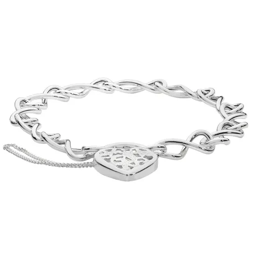 Silver Ladies' Charm Bracelet with Heart Padlock 8.5g